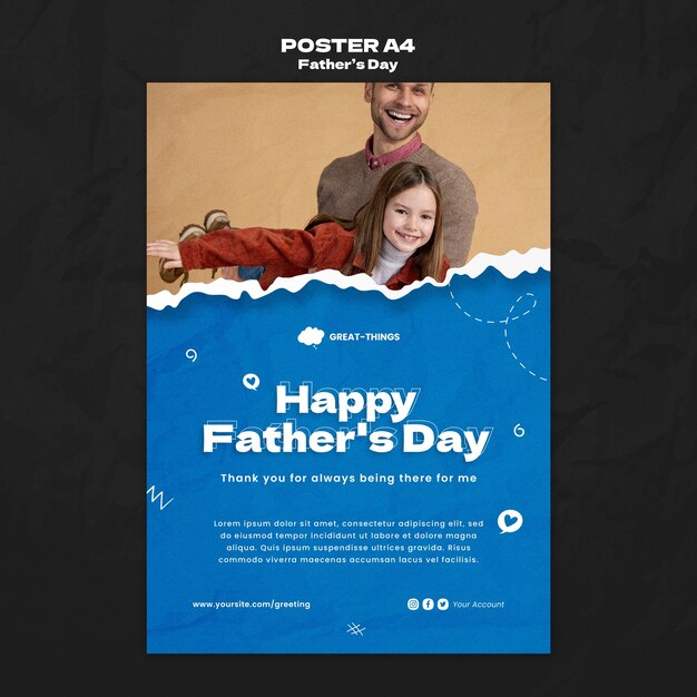 Hand Drawn Father’s Day Poster Template – Free Download