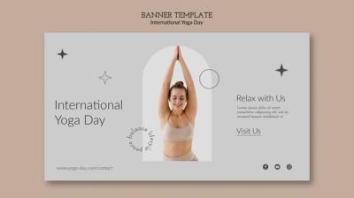 International Yoga Day Simplistic Horizontal Banner Template – Free Download