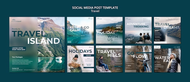 Flat Design Travel Template for Instagram Post – Free Download