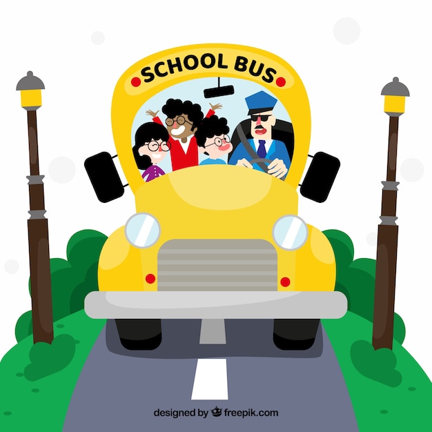 Cartoon School Bus with Children – Free Stock Photo Download