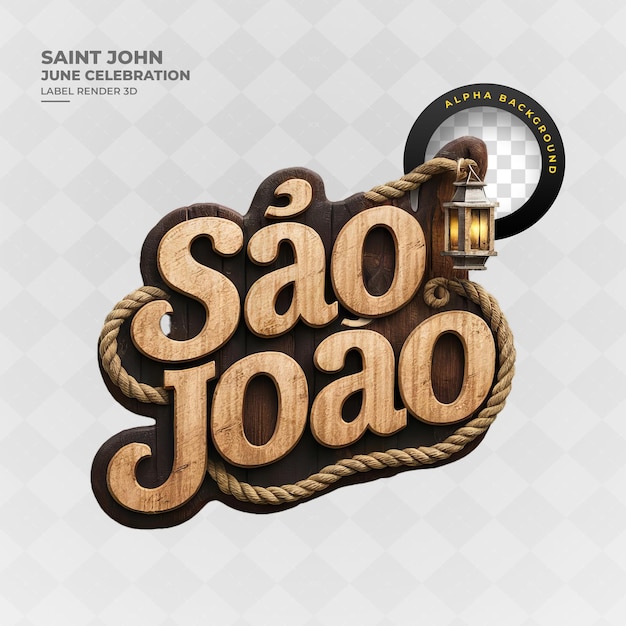 3D Render of a Label for SÃ£o JoÃ£o Festa Junina Brazilian Party Available for Free Download