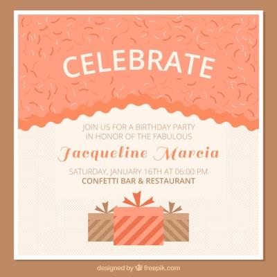 Birthday Invitation Card Featuring Gift Boxes – Free Download