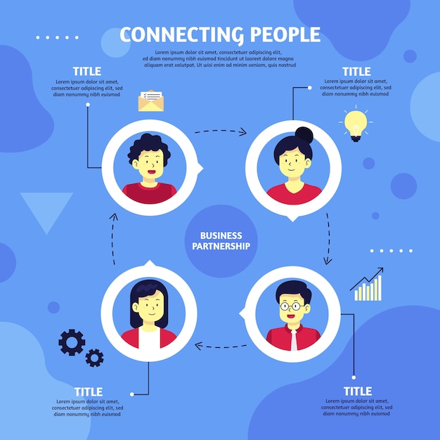 Connecting People Infographic – Hand Drawn Flat Design | Free Download