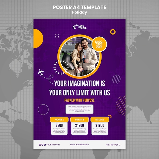 Vertical Holiday Poster Template Featuring World Map – Free Download