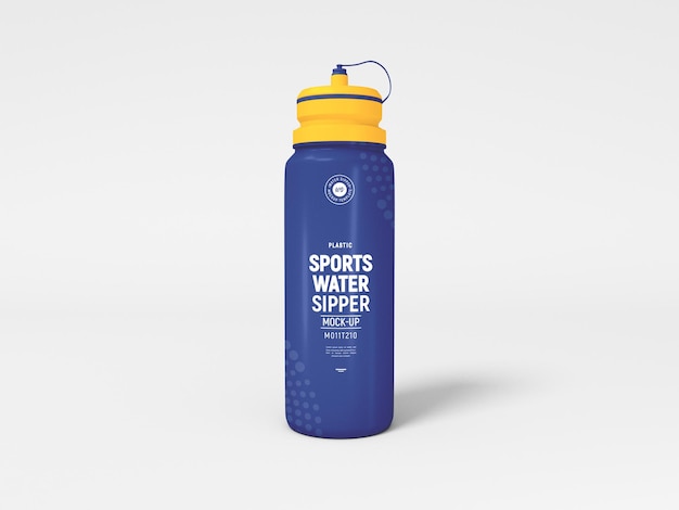 Glossy Plastic Sports Water Bottle Mockup for Free Download