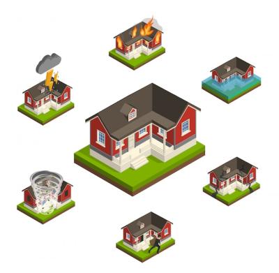 Isometric Set of Household Insurance Vector Templates – Free Download