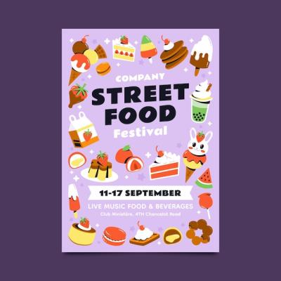 Food Festival Poster in Flat Design – Free Download