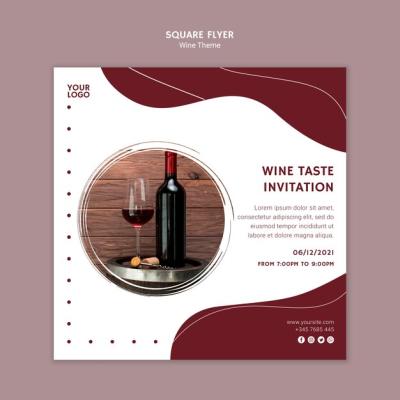 Wine Taste Invitation Square Flyer – Free Download