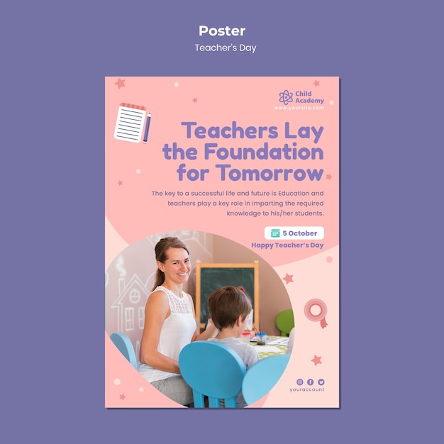 Teacher’s Day Vertical Poster Template – Free to Download