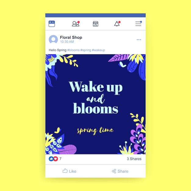 Colorful Spring Floral Vector Template for Facebook Post – Free to Download