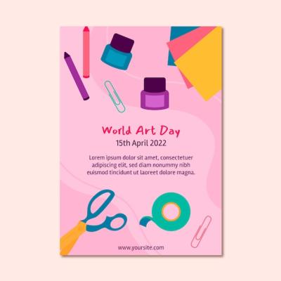 Vertical Poster Template for World Art Day – Free Download