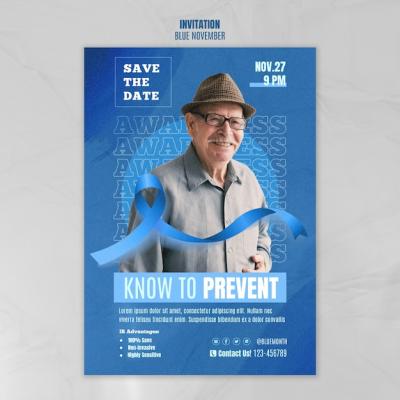 Blue November Awareness Invitation Template – Free Download