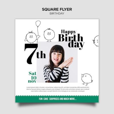 Birthday Invitation Square Flyer – Free to Download