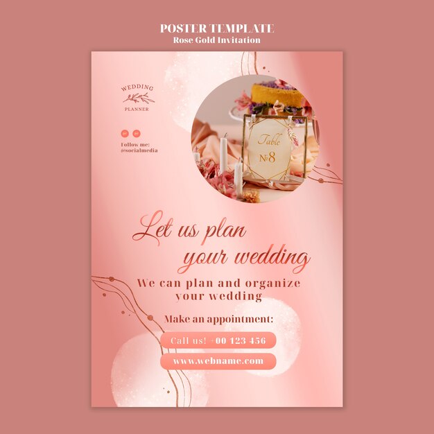 Rose Gold Poster Design Template – Free Download, Download Free Stock Photo