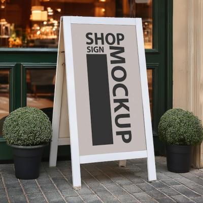 Sign Shop Mockup in Front of Coffee Cafe – Free Download