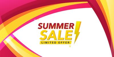 Professional Summer Sale Banner with Pink and Yellow Background – Free Download