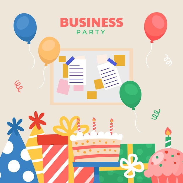 Business Party Illustration in Flat Design – Free Download