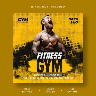 Gym Fitness Social Media Post Template – Free Download