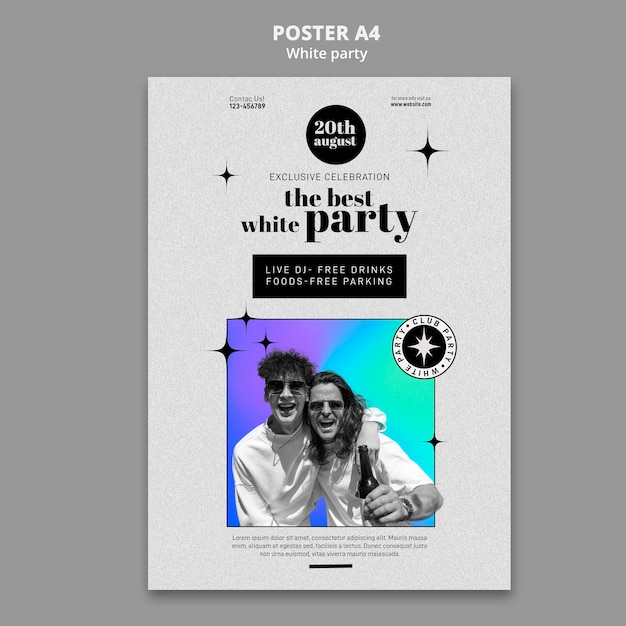 Vertical Poster Template for White Party – Free Download