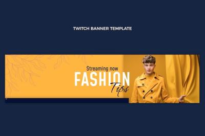 Flat Design Fashion Show Twitch Banner Template – Free Download