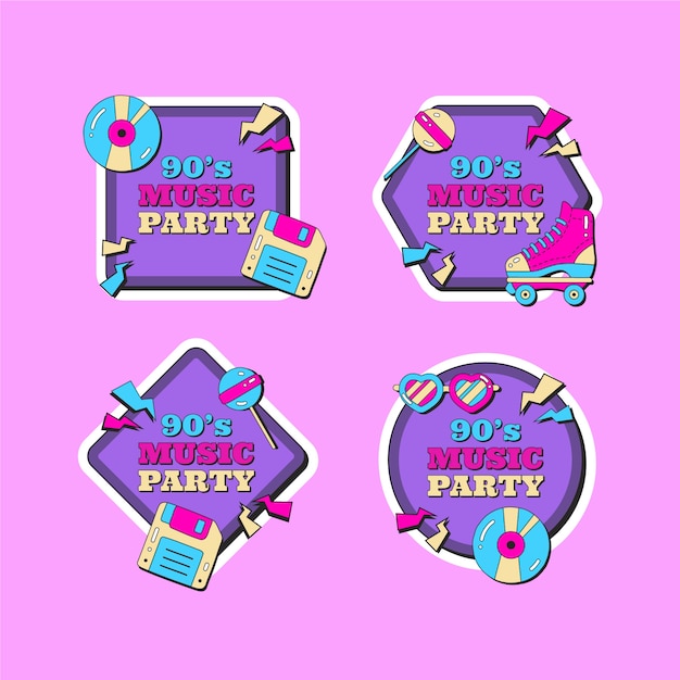 90s Party Labels Collection – Free to Download