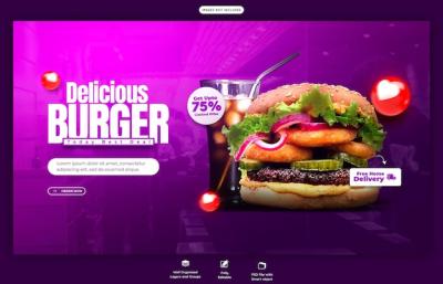 Delicious Burger and Food Menu Web Banner Template – Free Download