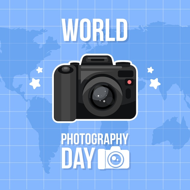 World Photography Day Flat Design Vector Template – Free Download