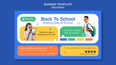 Flat Design Education Banner Template – Free Download