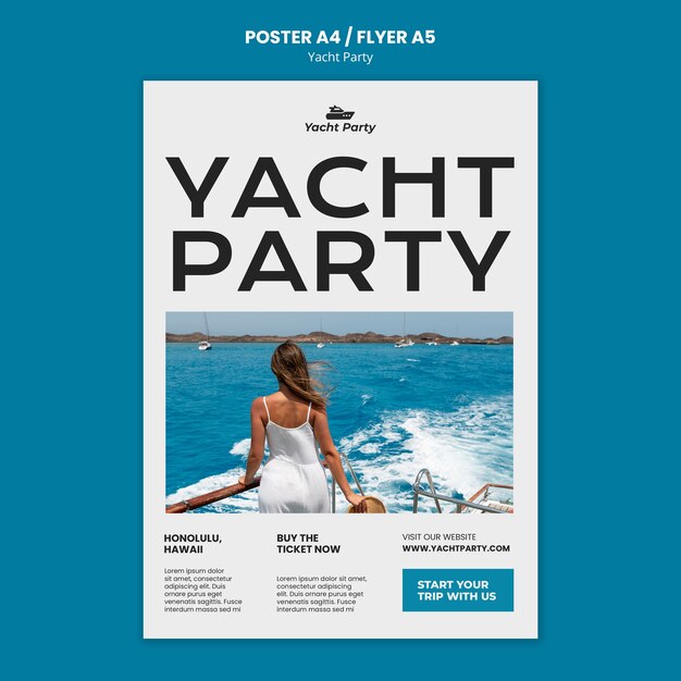 Flat Design Yacht Party Template – Free Download