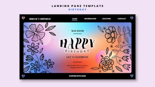 Gradient Birthday Celebration Landing Page – Free Stock Photo, Download for Free