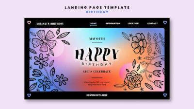 Gradient Birthday Celebration Landing Page – Free Stock Photo, Download for Free