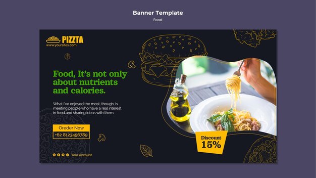 Horizontal Banner Template for Delicious Food – Free Download