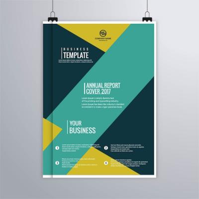 Abstract Yellow and Turquoise Geometric Shapes Brochure – Free Download