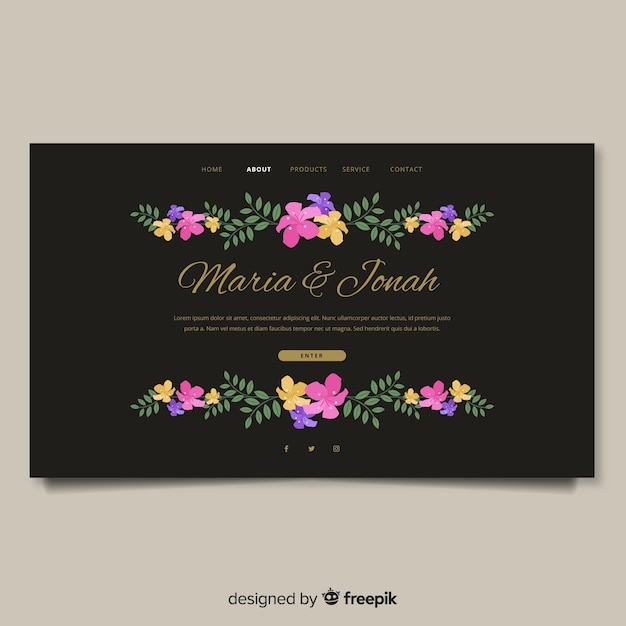 Stylish Wedding Landing Page Vector Template – Free Download