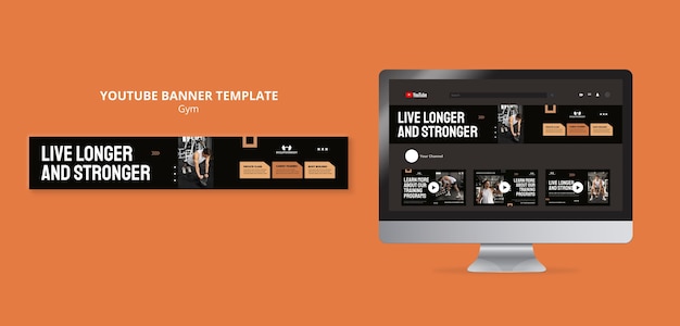 Gym and Fitness YouTube Banner Template – Free to Download