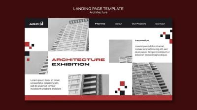 Flat Design Architecture Project Landing Page – Free Download