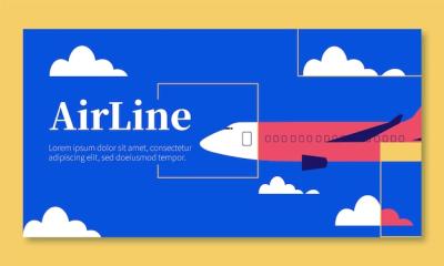 Airline Facebook Template in Flat Design – Free Download