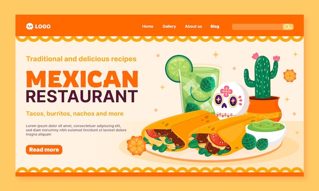 Hand Drawn Tasty Food Restaurant Landing Page – Free Download