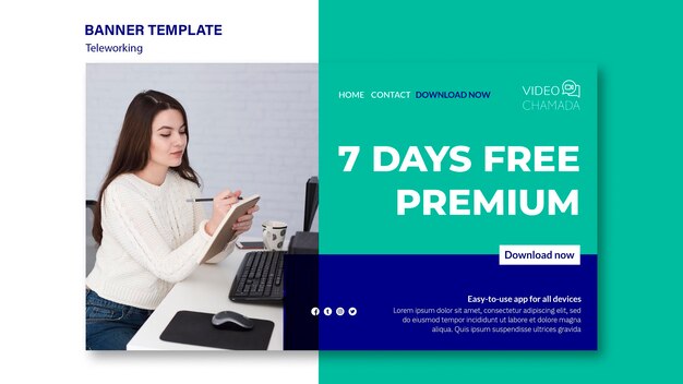 Teleworking Banner Template – Free Download