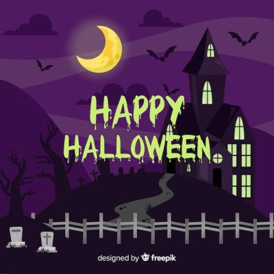 Creepy Halloween Background in Flat Design – Free to Download