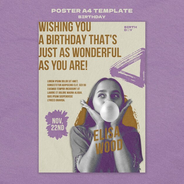 Birthday Poster Template in Flat Design – Free Download