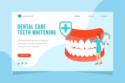 Flat Dental Care Landing Page Template – Free Download