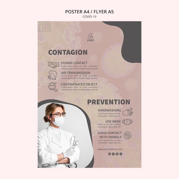 Doctor with Mask and Gloves Coronavirus Flyer Template – Free Download