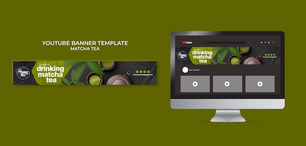 Matcha Tea YouTube Banner Template – Free Download