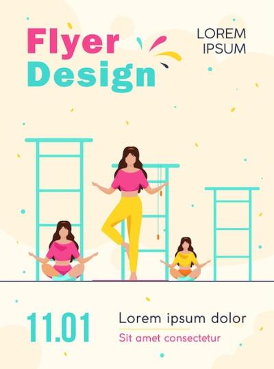 Yoga Flyer Template Featuring a Group of Women – Free to Download