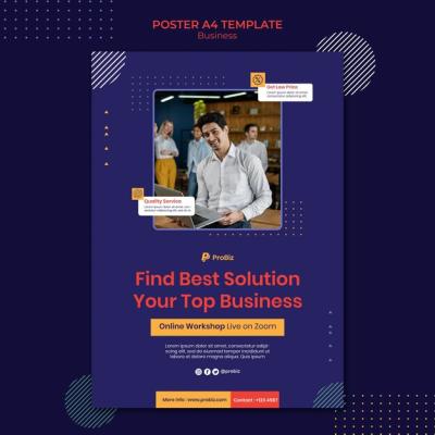 Vertical Poster Template for Professional Business Solutions – Free Download