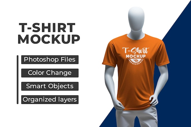 PSD T-Shirt Mockup with Mannequin – Free Download