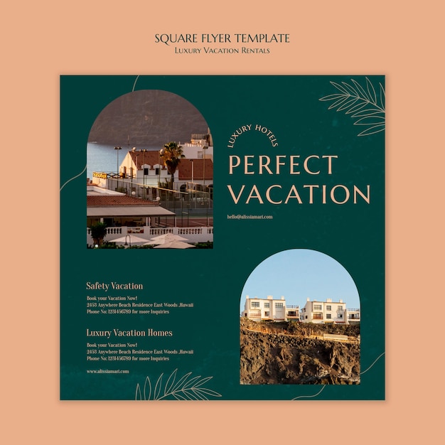 Luxury Vacation Rentals Square Flyer Template – Free Download