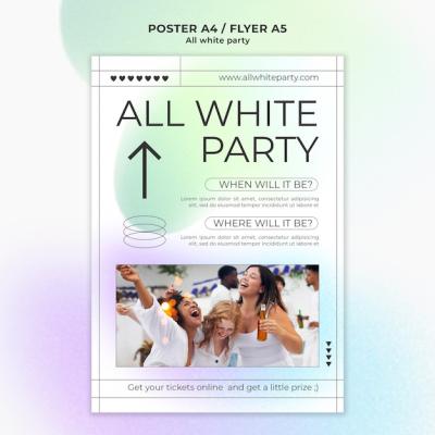 All White Party Template Design – Free Download