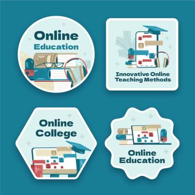 Flat Design Online College Labels – Free Download